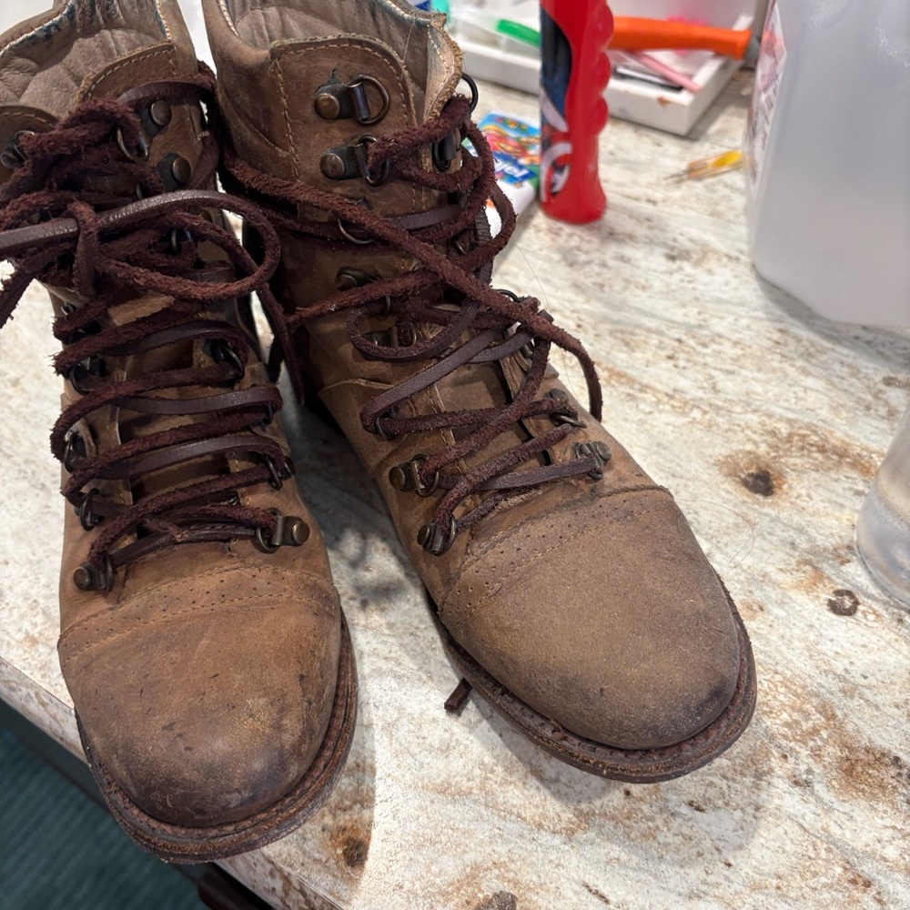 Brown Lace-Up Ankle Boots